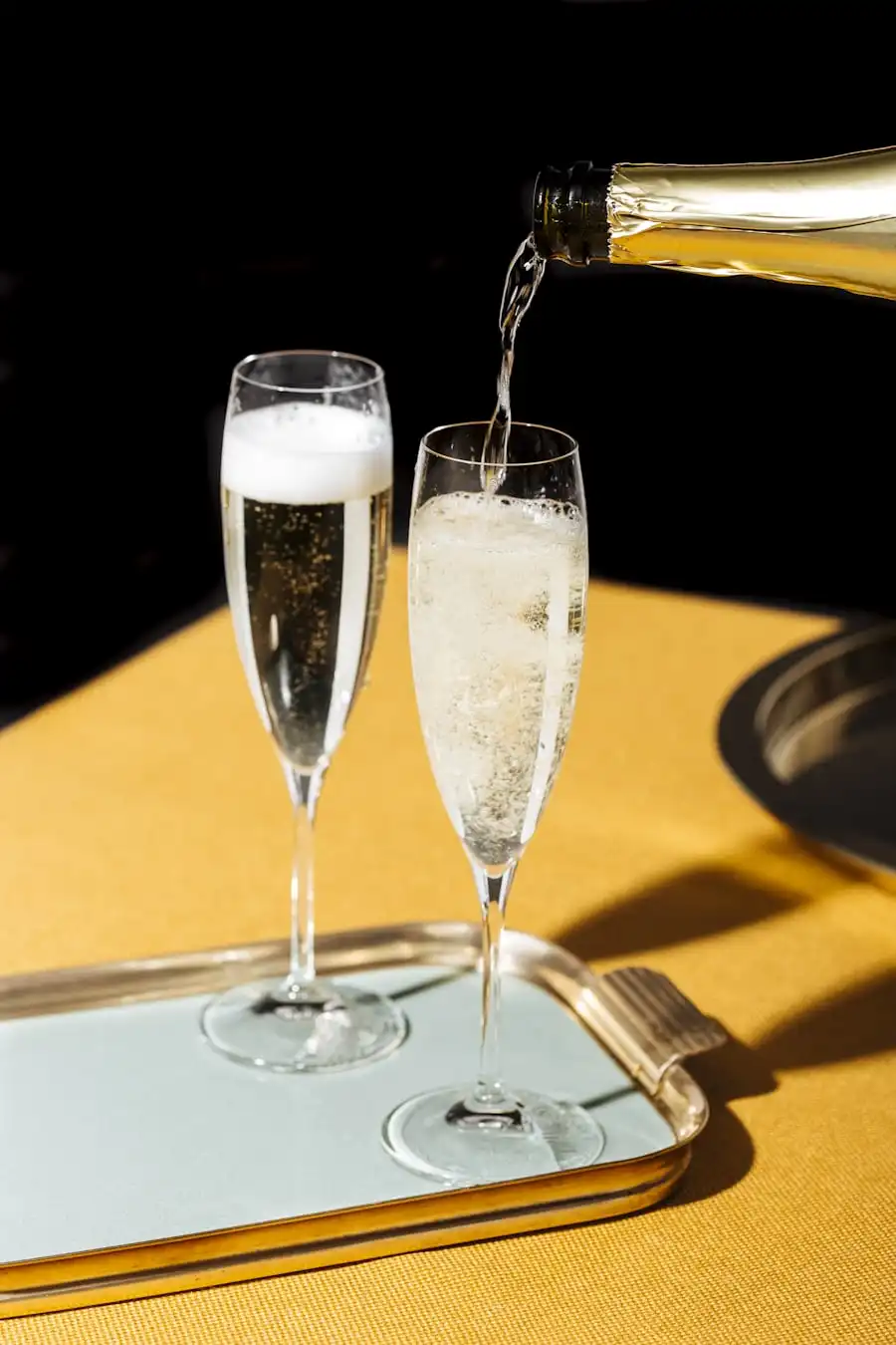 Prosecco being poured into a glass